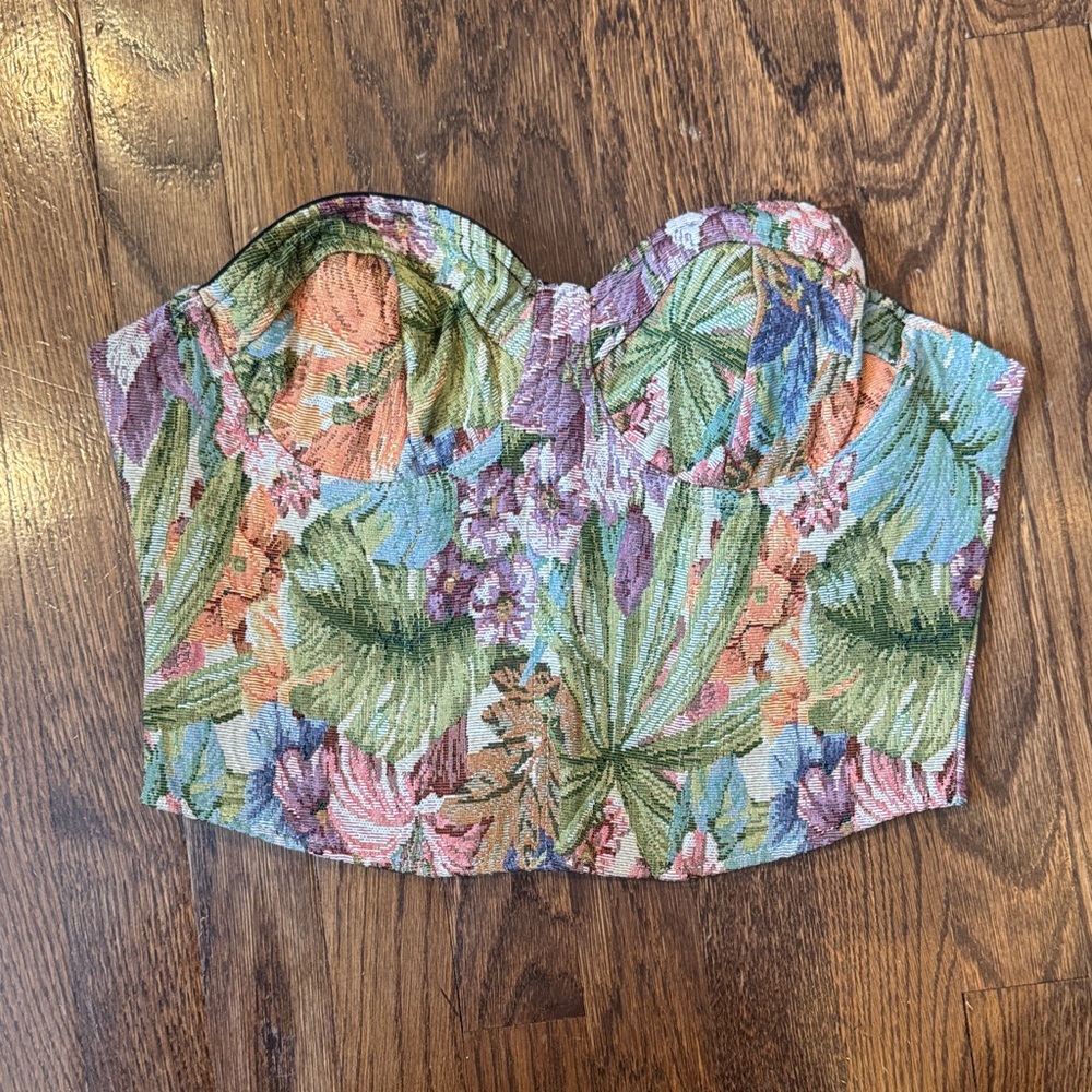 Floral Strapless Corset Top